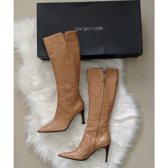 Sergio Rossi Shoes - New With Box Sergio Rossi Cocco Boots in Camel